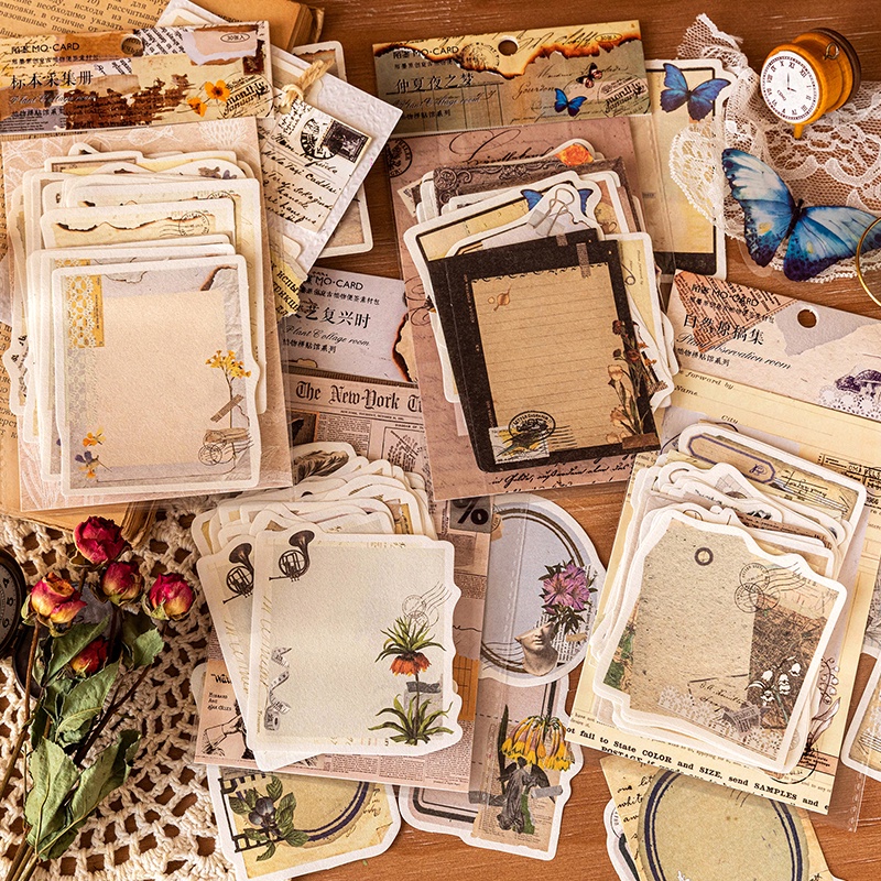 Set 30 Giấy Ghi Chú Họa Tiết Cây Cối Phong Cách Vintage Cho Sổ Tay/Nhật Ký