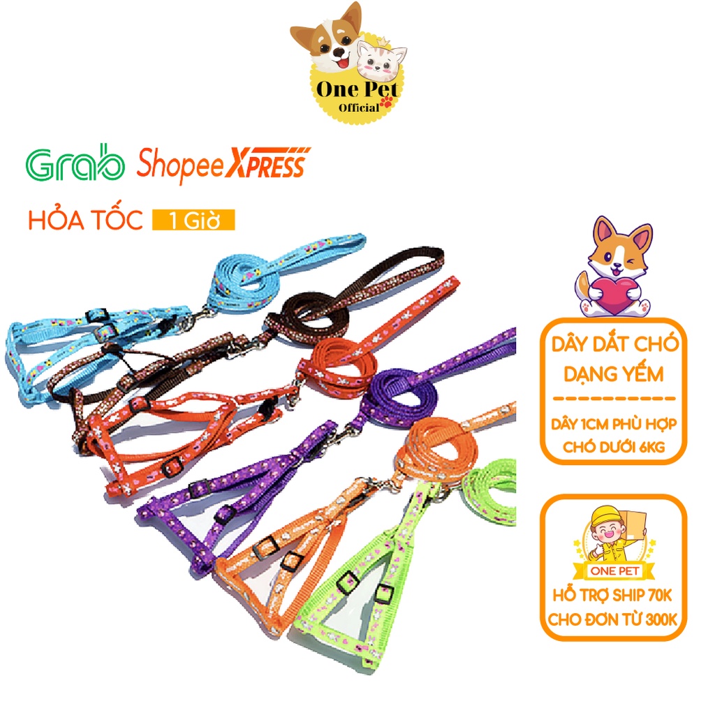 Yếm dắt chó, Dây dắt Chó dạng yếm nhỏ bản 1cm phù hợp với Chó Mèo dưới 6kg - One Pet Shop
