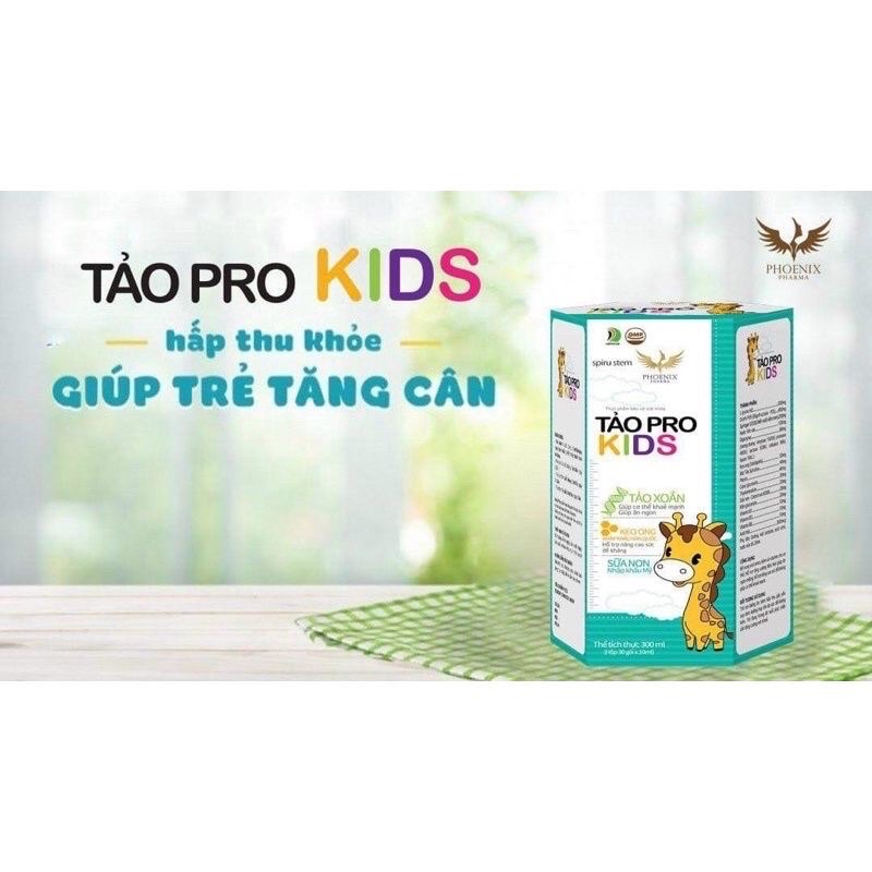 Siro ăn ngon,Tảo Pro Kids💥chính hãng💥 hỗ trợ tăng cường tiêu hóa,tăng sức đề kháng,chống táo bón hộp 30 gói x 300ml