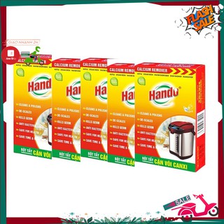Combo 5 Hộp 2 gói bột tẩy cặn canxi (vôi)  Hando cho cây nước, ấm đun nước, bình nóng lạnh 150g
