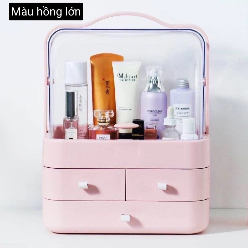 ( Thanh lý hàng bị lỗi nhỏ) Tủ đựng mỹ phẩm có quai xách chống bụi