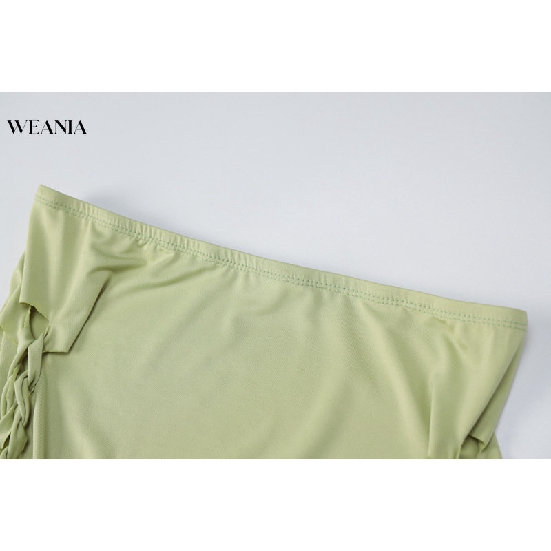 Bộ Áo Tank Top Cổ Yếm Phối Chân Váy Lưng Cao Khoét Rỗng Cá Tính Cho Nữ