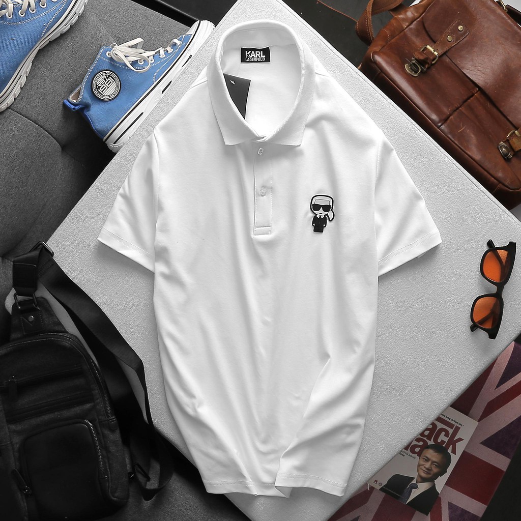 Áo polo nam có cổ gắn logo KARL chính hãng chất cotton 100% - Form Slim Fit - Polo basic hot trend