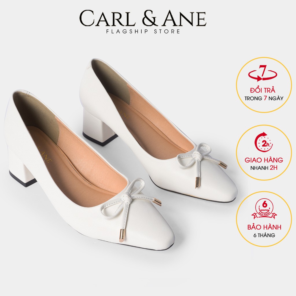 [Mã FAMARAL2 giảm 10K đơn từ 50K] Carl &amp; Ane - Giày cao gót phối nơ cao 5cm màu trắng _ CP006