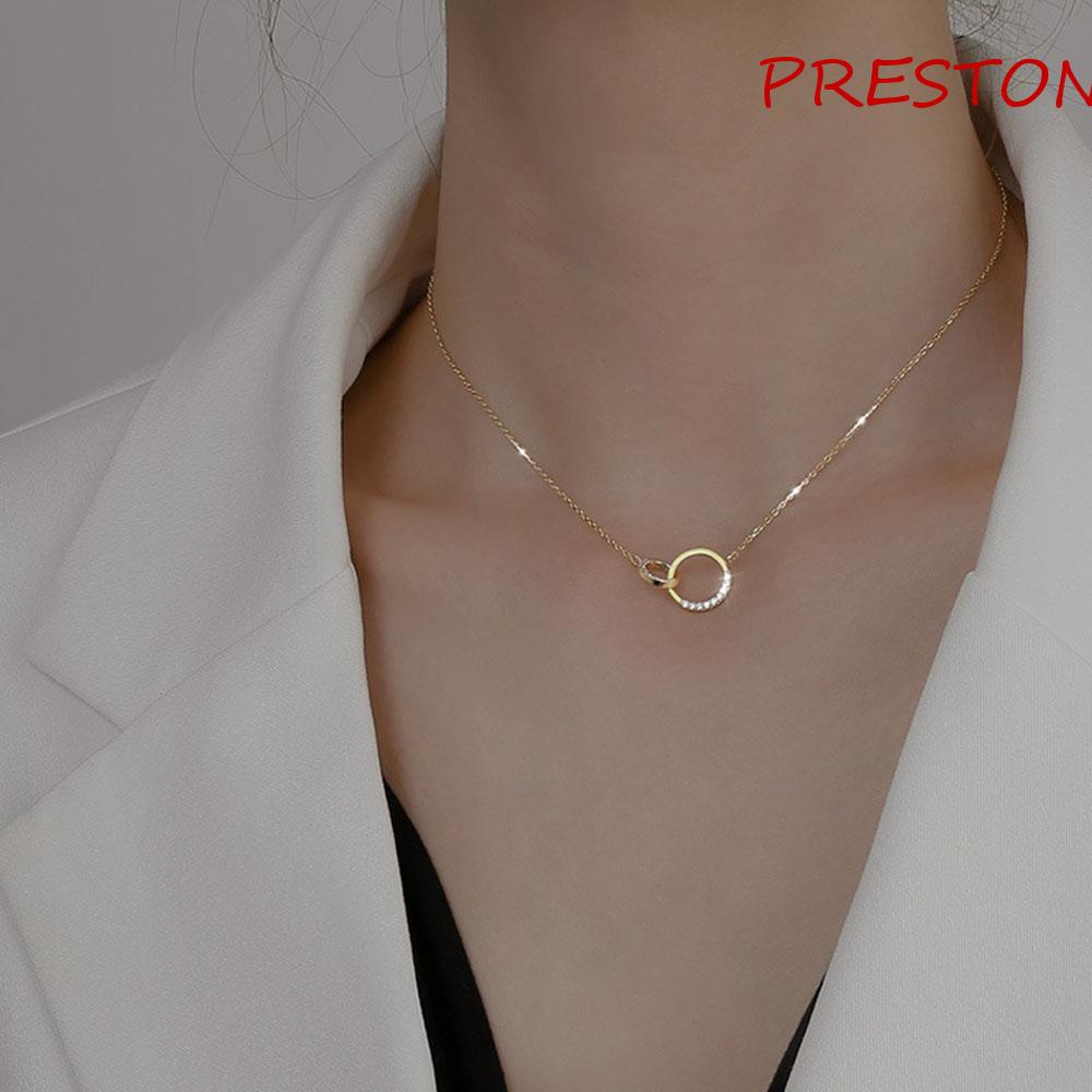 Dây Chuyền Mặt Tròn Đính Đá Zircon Thanh Lịch Cho Nữ|Vòng Cổ Choker Hợp Kim Màu Sắc