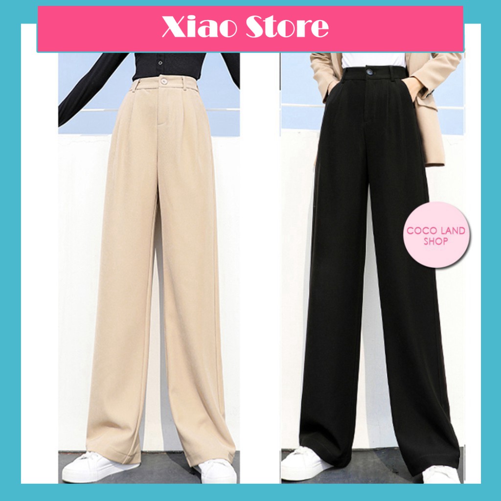 Quần ống rộng suông culottes khóa trước vải nhiều màu xuông dài, lưng cao kiều nữ Hàn Quốc xiao chất đẹp thoáng mát
