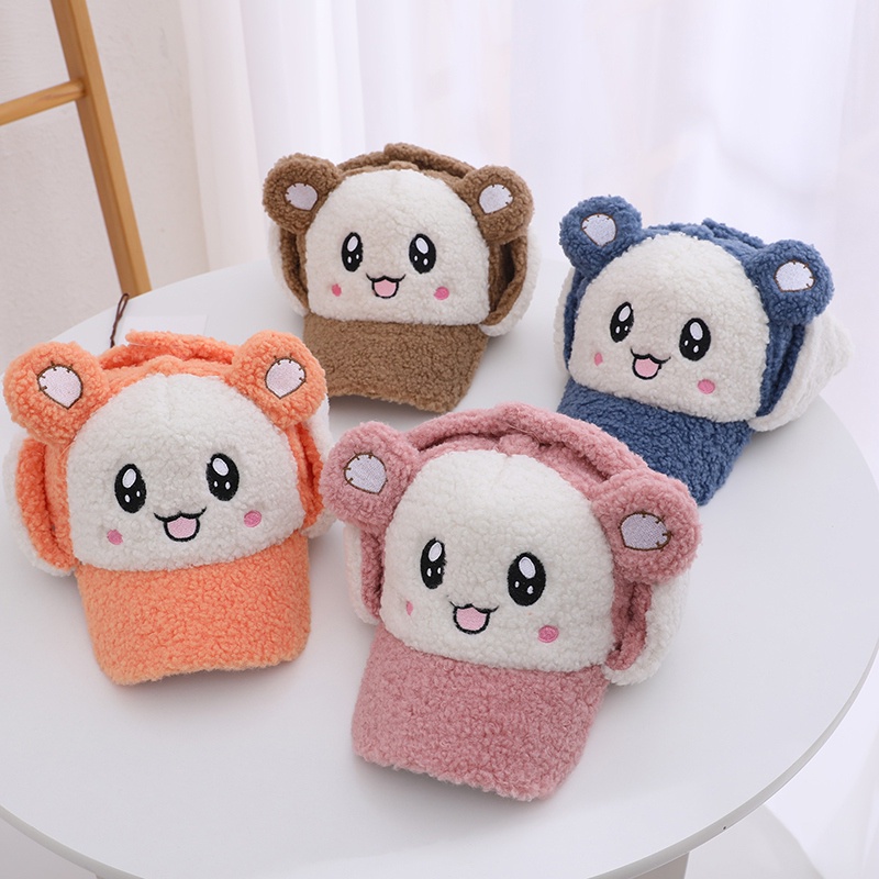 Mũ bóng chày mềm mại thoáng khí bảo vệ tai họa tiết hoạt hình dễ thương cho bé