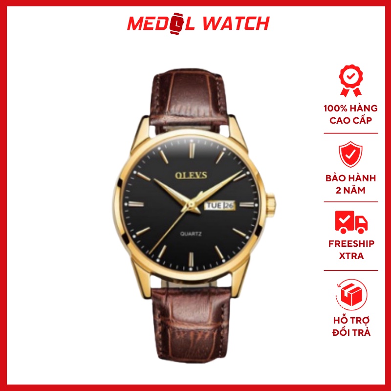 Đồng Hồ Nam OLEVS Dây Da Thời Trang Cao Cấp Fullbox- Medol Watch
