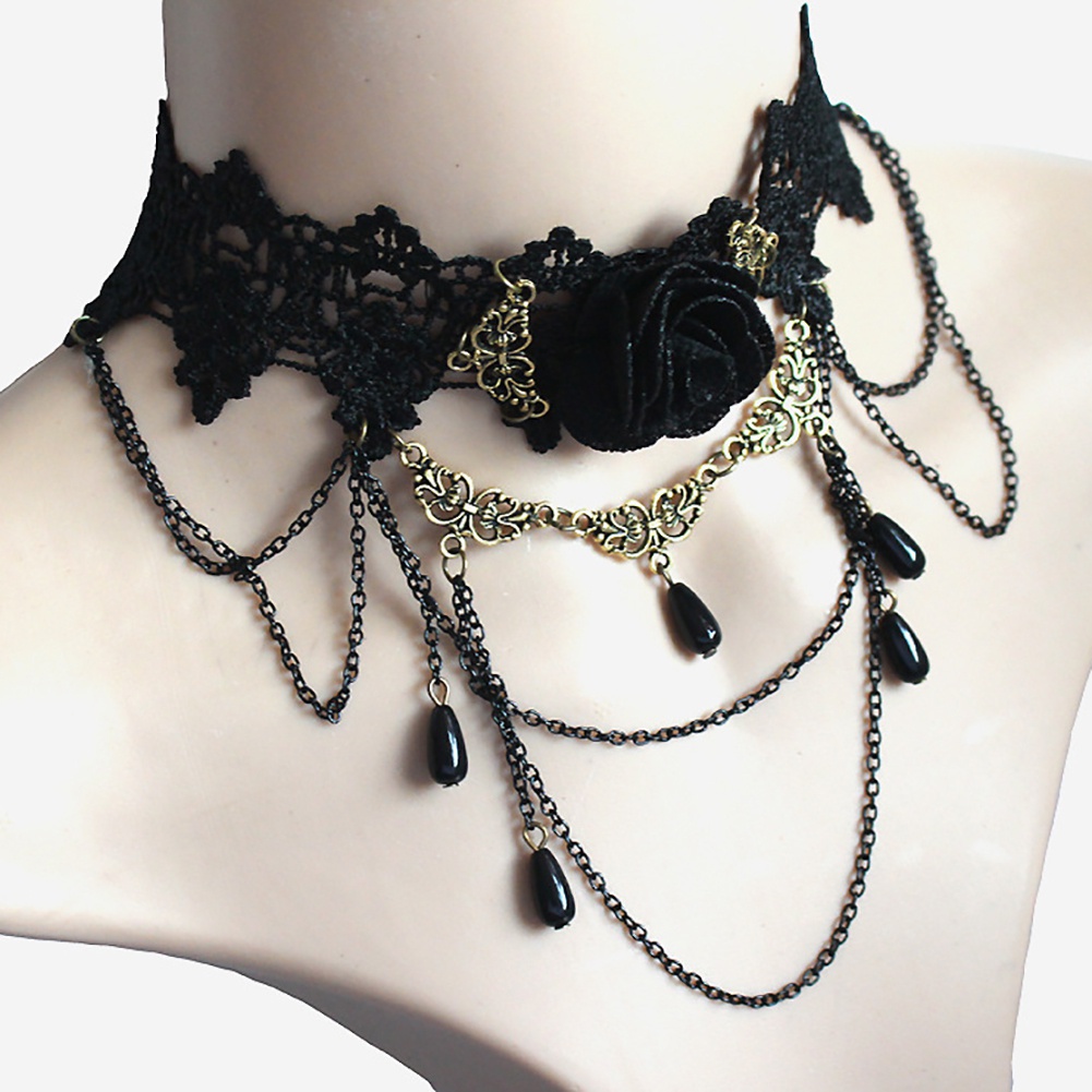 Vòng Cổ Choker Ren Hoa Hồng Thời Trang Cho Nữ