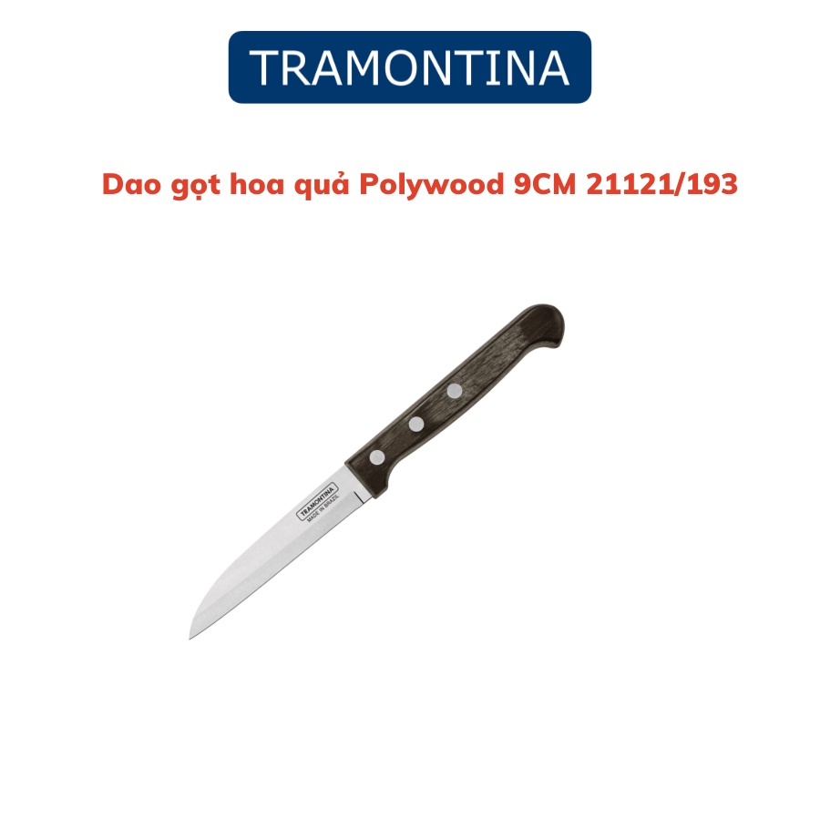 Dao bếp sắc bén cán gỗ Polywood Tramontina lưỡi thép không gỉ cao cấp nhập khẩu chính hãng Brazil