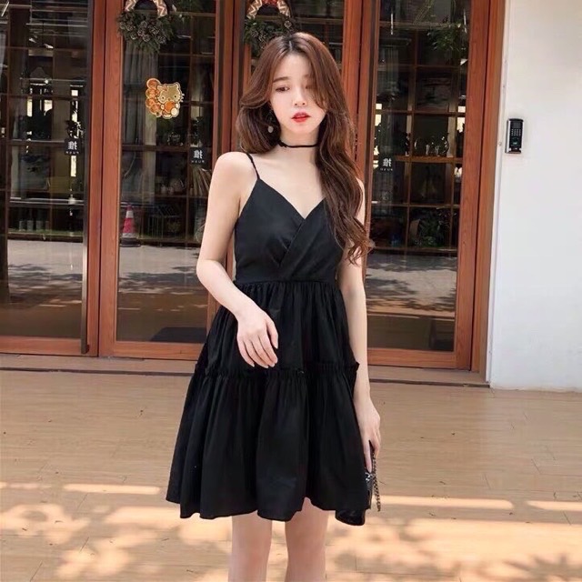 Đầm 2 dây xoè cột nơ eo, đầm tiểu thư babydoll 2 dây - A5U | BigBuy360 - bigbuy360.vn