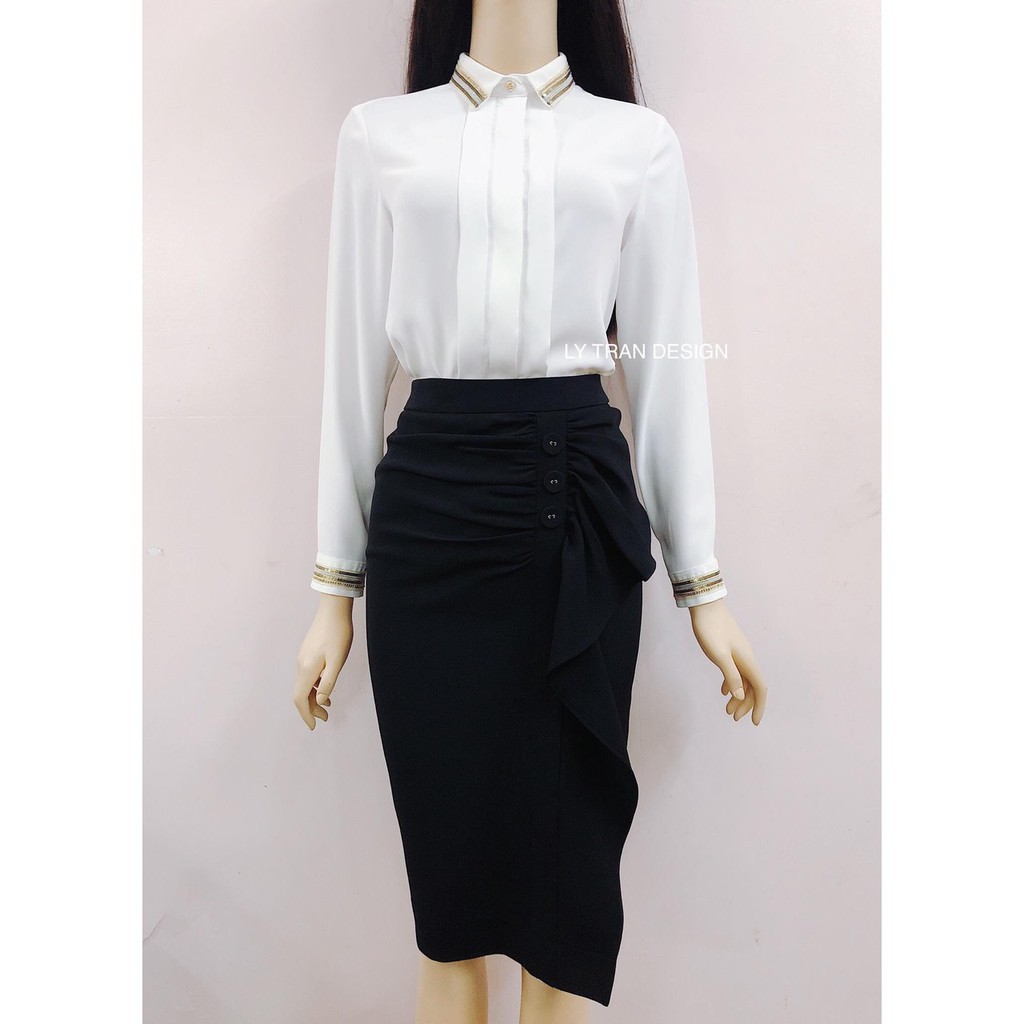 BÁN SỈ SET ÁO SƠ MI KIM TUYẾN + CHÂN VÁY BÈO