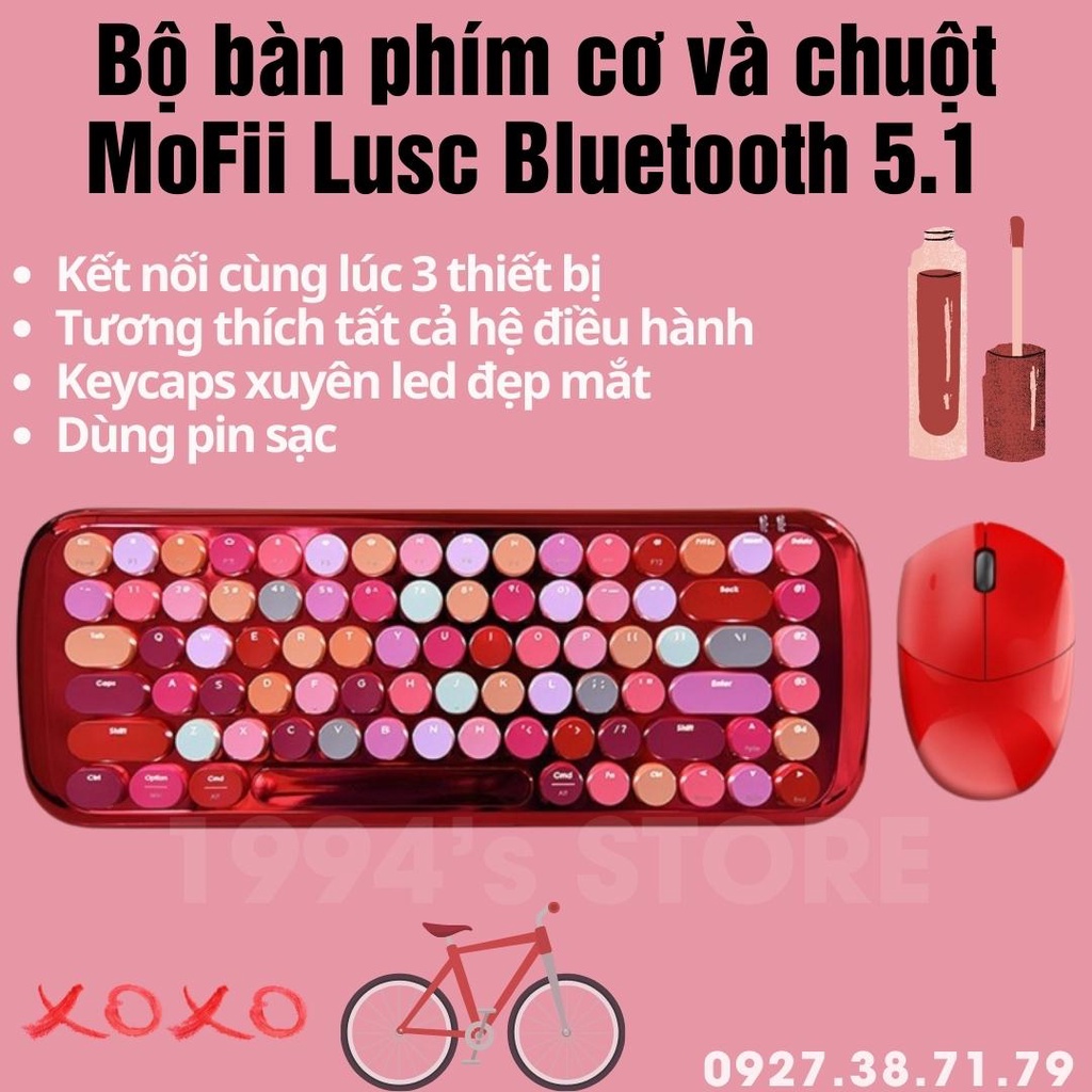[SẴN] Bộ Phím Cơ Và Chuột Cao Cấp MoFii Lusc Bluetooth 5.1 - Đèn Xuyên Led - Cáp Type C - Kết Nối Cùng Lúc 4 Thiết Bị