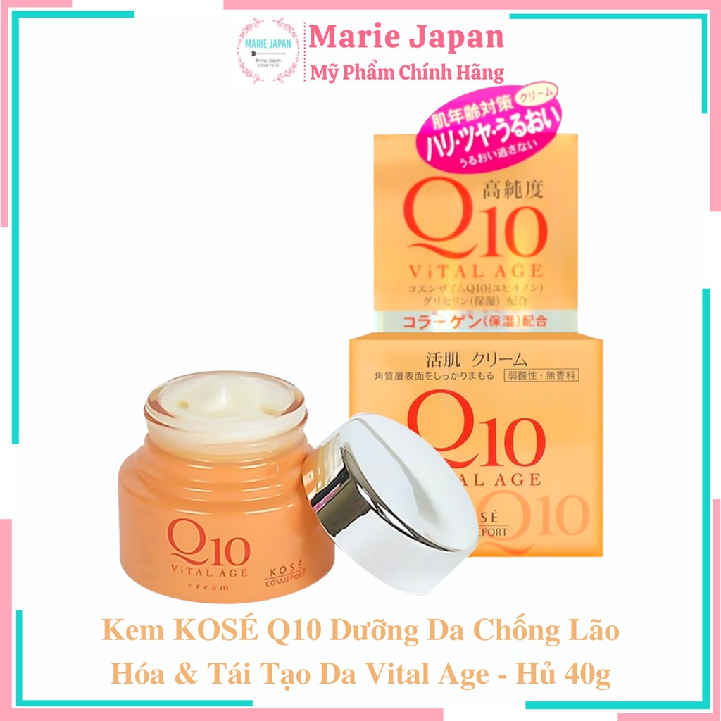 Kem KOSÉ Q10 Dưỡng Da Chống Lão Hóa &amp; Tái Tạo Da Vital Age - Hủ 40g