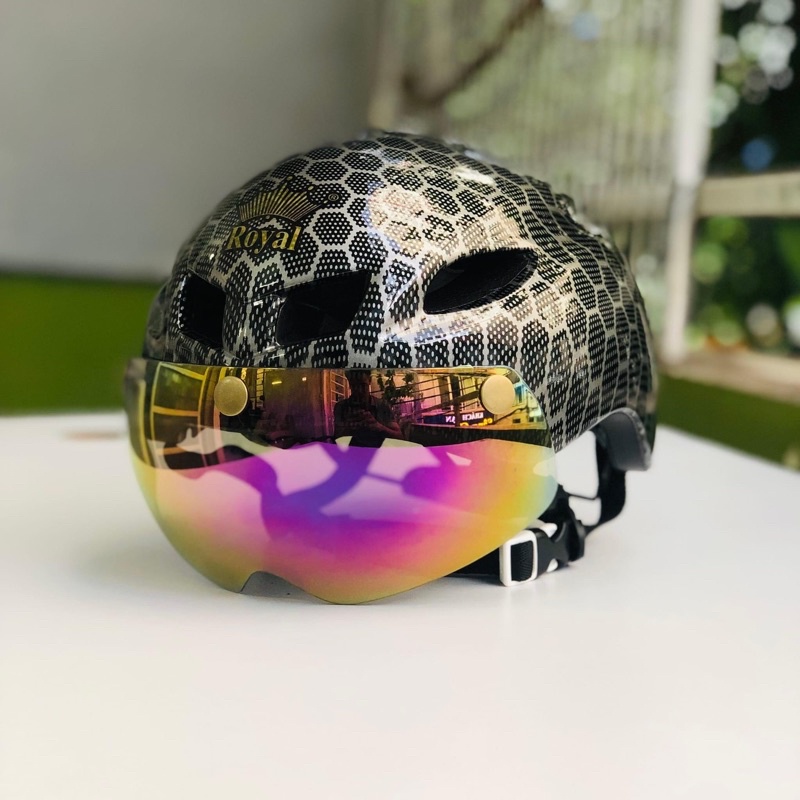 Kính lẻ rời thay thế mũ nón xe đạp thể thao Royal Bike MD16 MD-16 giá rẻ đen titan 7 màu cao cấp chí