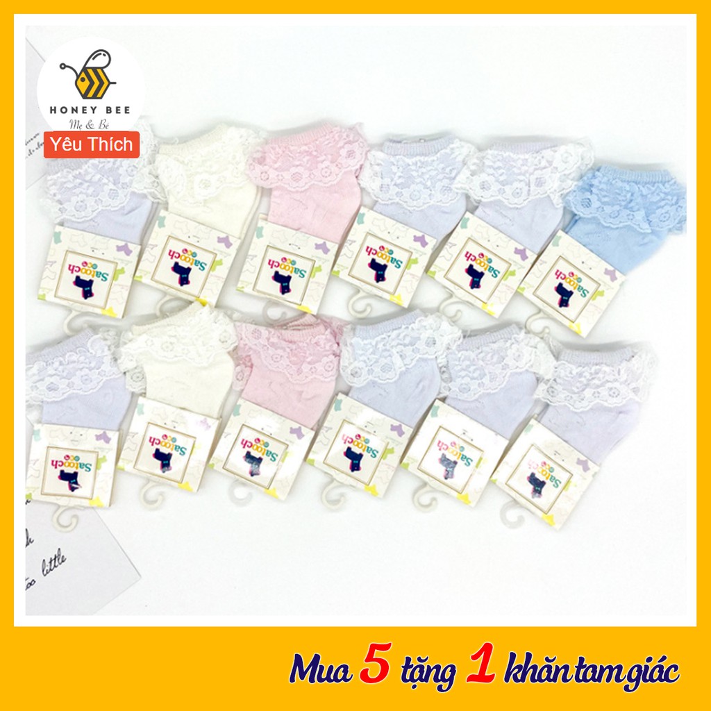 Tất/Vớ công chúa cổ ren ngắn cổ bé gái 0-1 tuổi chất cotton cực đẹp