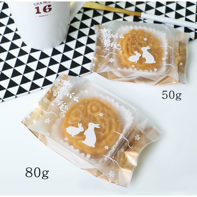 (Set 100) Túi bánh Trung Thu Thỏ Mẹ Con (50gr | 80gr | 100gr| 125gr)