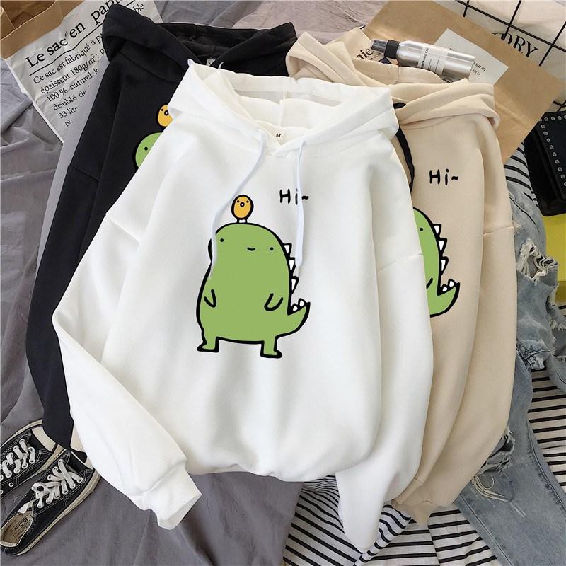 [Video thực tế] Áo hoodie hình khủng long con CNV146 siêu cute kiểu dáng tay lỡ form rộng thời trang E057