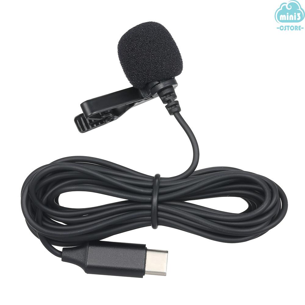 (V06) TYPE-C Recording Microphone Lapel Clip-on Mic for IOS Android/Windows Cellphones Clip Podcast Noiseless Microphone for Bloggers with 3.0m Wire