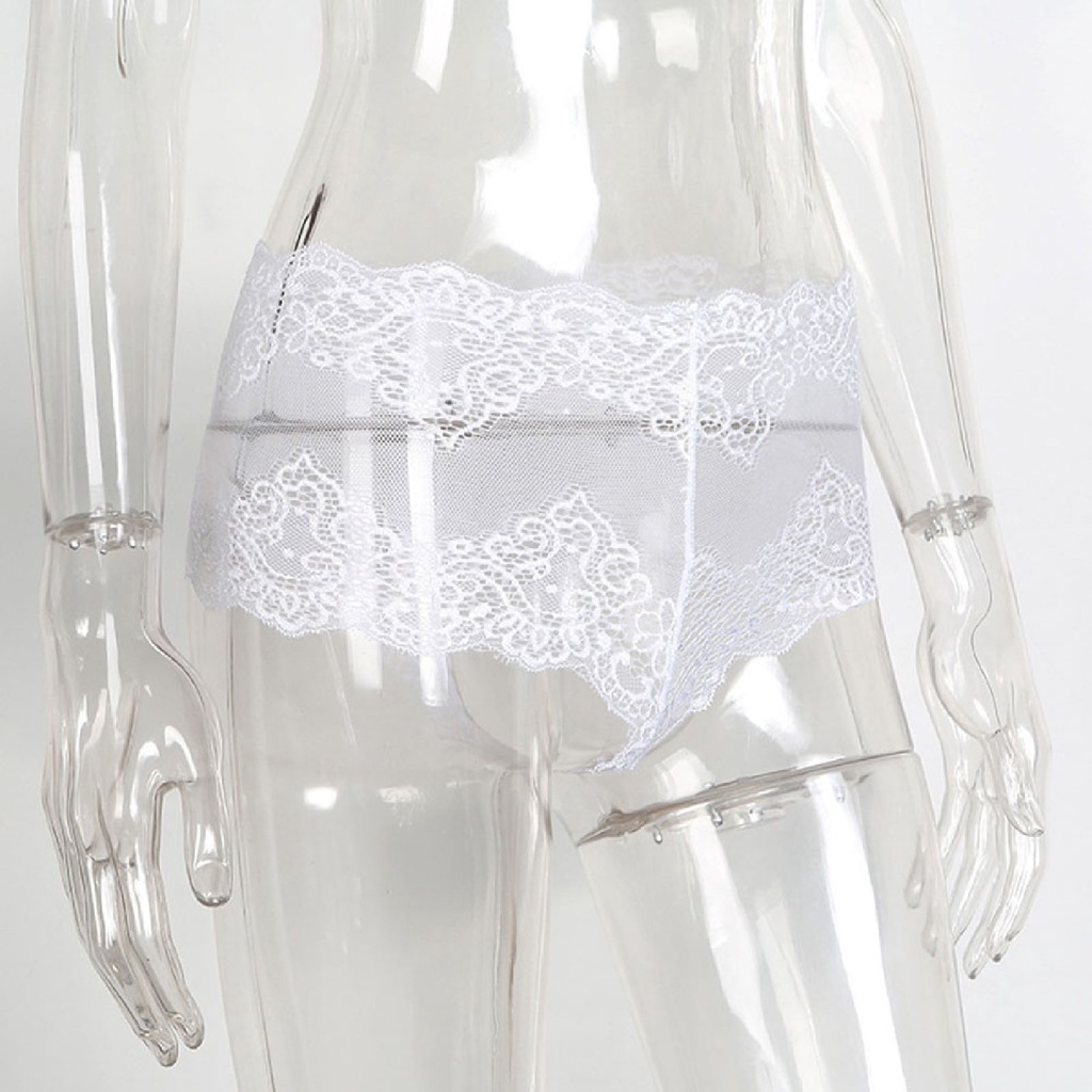 Quần Lót Cotton Ren Hoa Lưng Cao Xuyên Thấu Quyến Rũ Cho Nữ