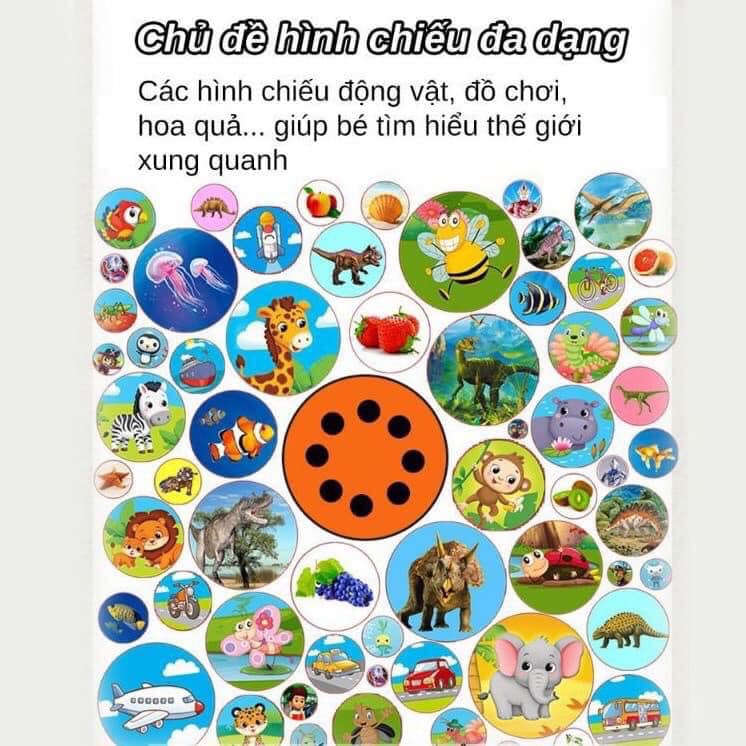 Đèn pin chiếu hình full bộ 80 hình động vật sắc nét cho bé thoả thích khám phá