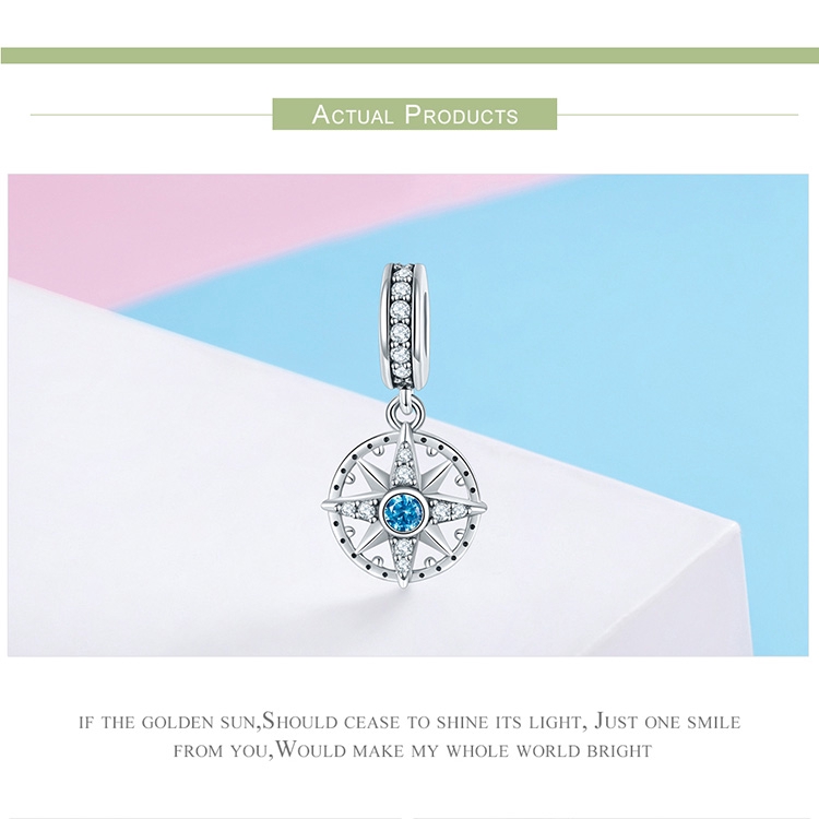 Mặt phụ kiện hiệu Bamoer scc847 chất liệu bạc 925 s trang trí hình hải lý đính đá dùng để làm trang sức DIY