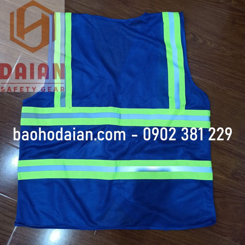 Áo phản quang lưới miếng dán màu xanh dương