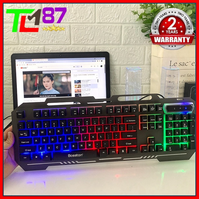 Bàn Phím Máy Vi Tính Laptop Chơi Game BOSSTON K380 LED 7 Màu - Bàn phím Giả Cơ Keyboard Gaming Có Dây