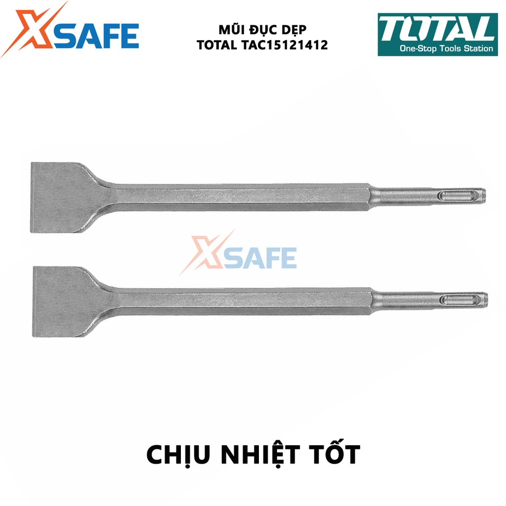 Mũi đục dẹp TOTAL TAC15121412 size 14x250x40mm dùng đục, khoét các bề mặt vật liệu cứng - chính hãng