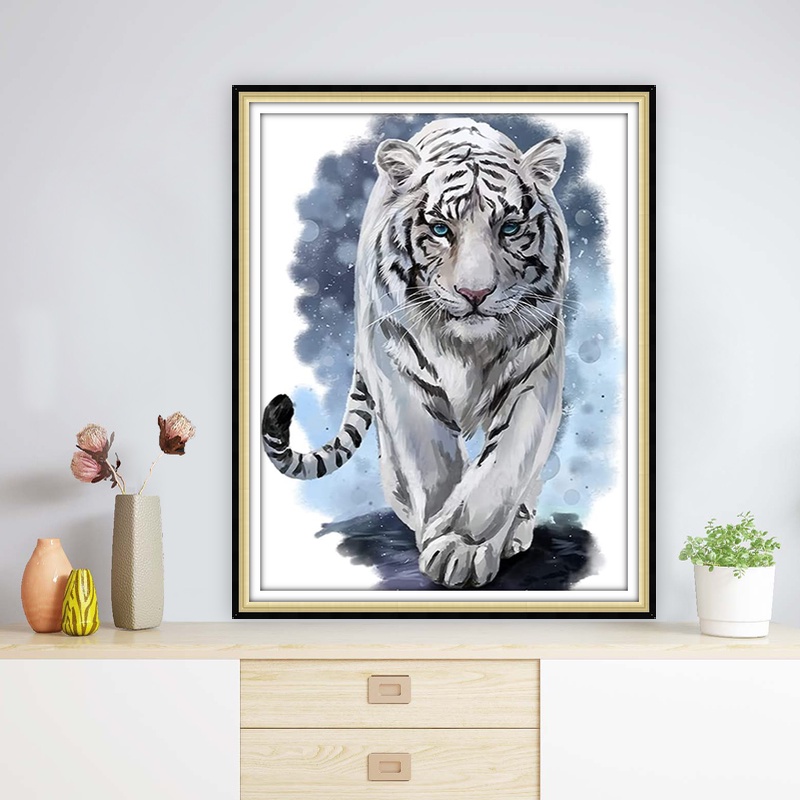 Tranh Đính Đá Tự Làm Hình Hổ Trắng Trong Phim The Snow Beast