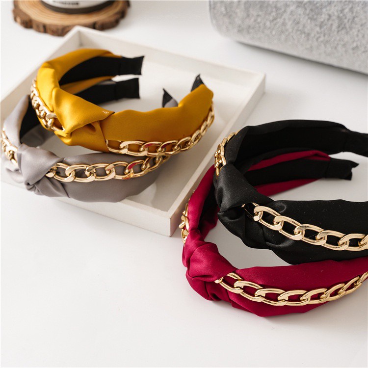 Băng Đô Vải Bản Rộng Thắt Nút Màu Sắc Thời Trang Xuân Hè