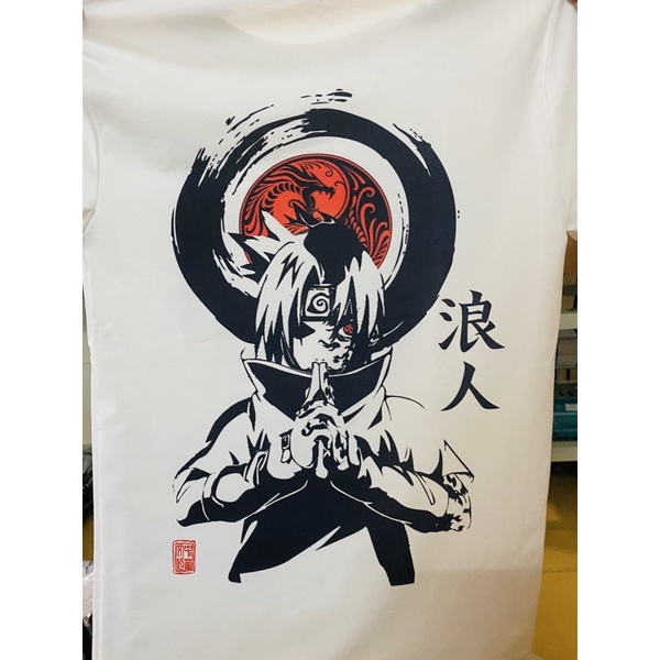 ⚡️FREESHIP⚡️Áo Thun In 2 Mặt Sasuke Uchiha Trắng Đen Cực Chất, Cực Ngầu  - Áo Thun Naruto