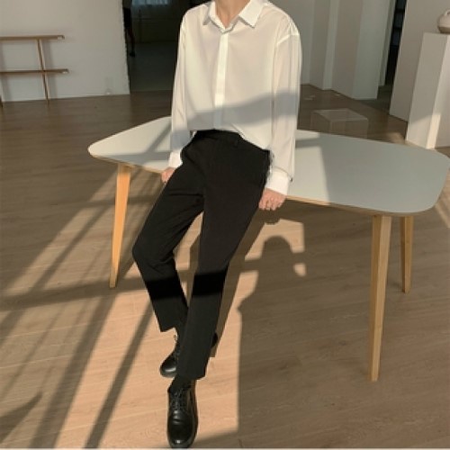 Áo sơ mi nam nữ tay dài giấu khuy form rộng vải lụa cao cấp UNICI AS02 phong cách Hàn Quốc | BigBuy360 - bigbuy360.vn