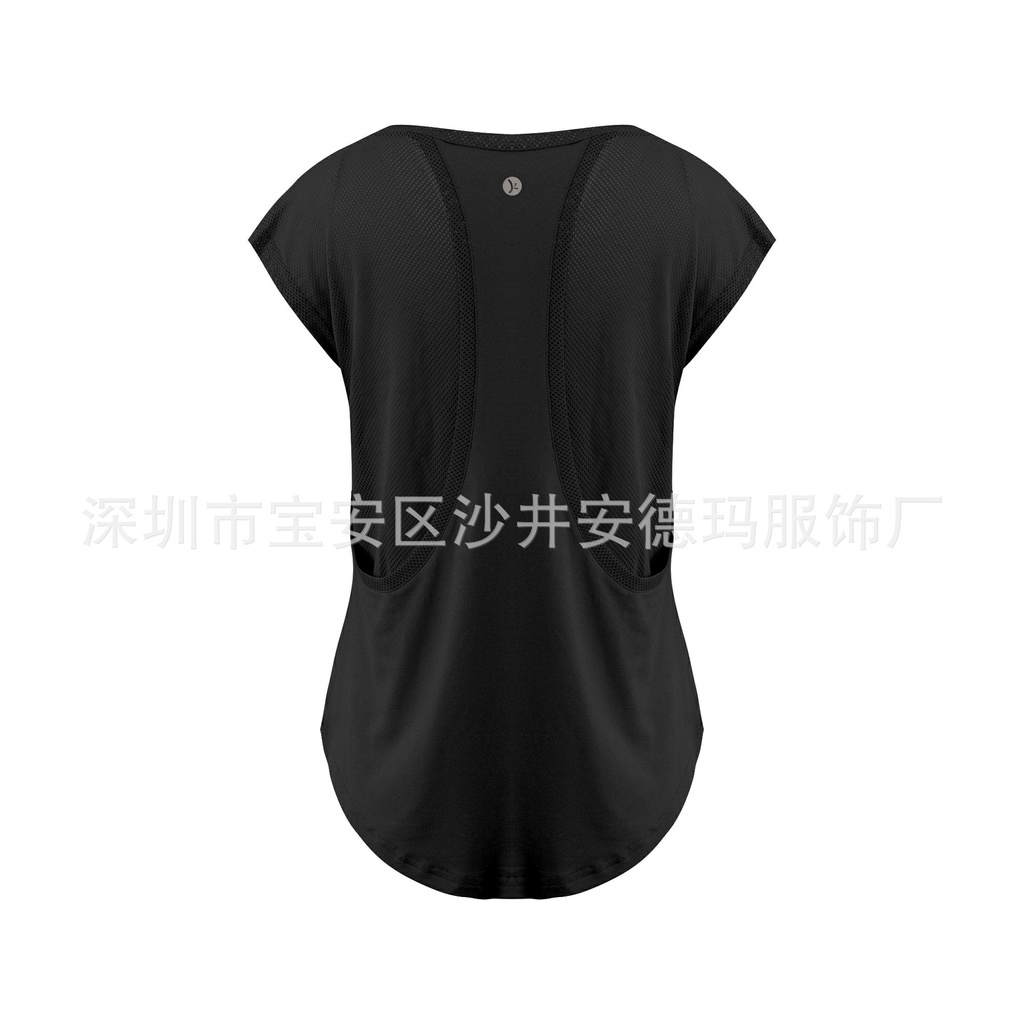 Áo Thun Tay Ngắn Cổ Tròn Dáng Rộng Nhanh Khô Màu Trơn Thời Trang Cho Nữ Lưng