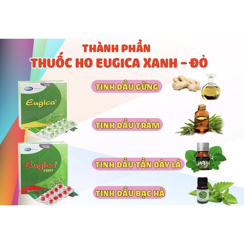 Eugica giảm ho Thảo dược - hộp 100v - vỉ 10 viên - ho dầu