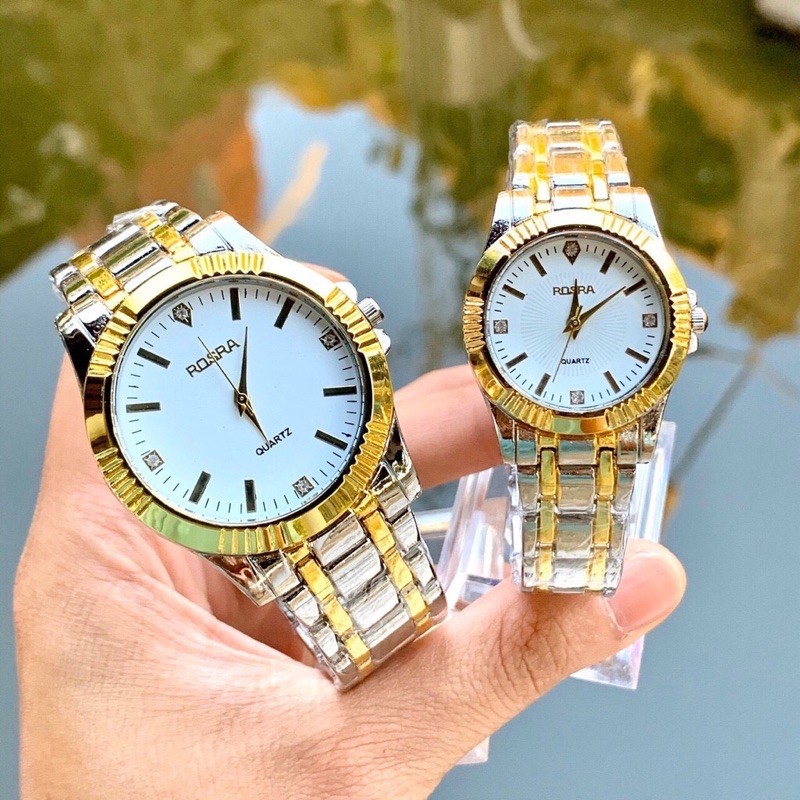 ĐỒNG HỒ CẶP ĐÔI NAM NỮ DÂY KIM LOẠI ROSRA R4VP D345 HOT TREND 2019 CỰC ĐẸP