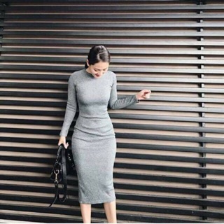 Đầm body thun gân dài tay - 124 STORE