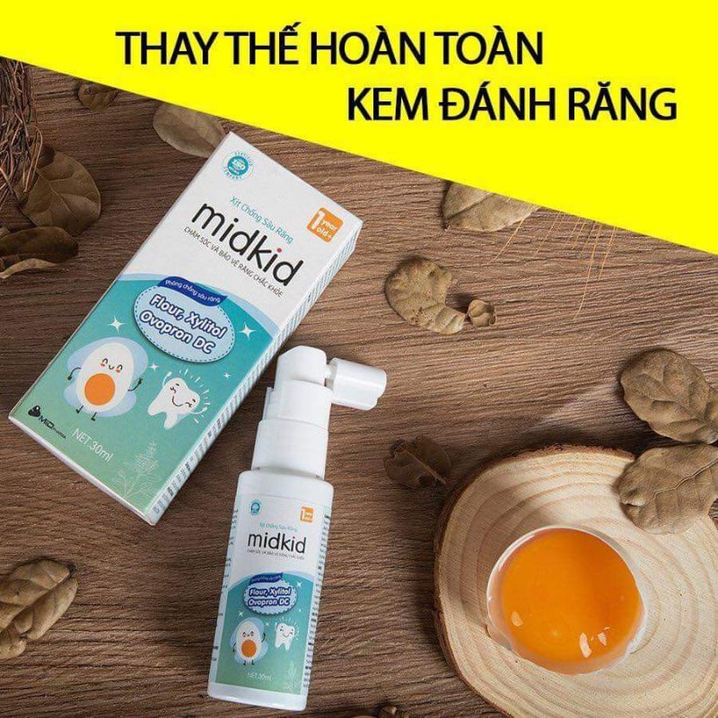 (TẶNG BÀN CHẢI CHO BÉ) XỊT NGỪA SÂU SÚN RĂNG MIDKID ,TRẮNG RĂNG THƠM MIỆNG CHO BÉ TỪ 1 TUỔI