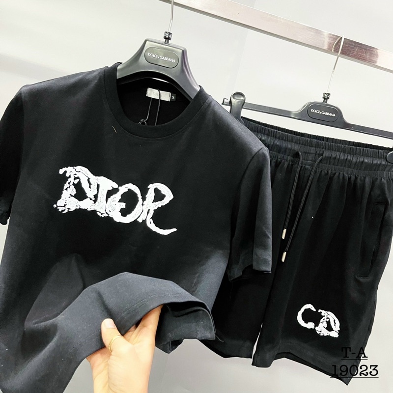 Bộ Hè Nam CD Loang Màu Viền Dập Chữ Ngực