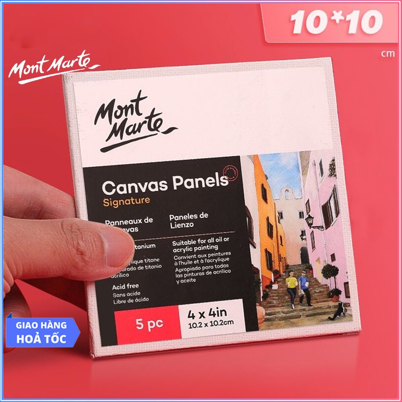 Bộ 5 Tấm Canvas Panels 10.2x10.2cm Mont Marte - CMPL1010 - Canvas Vẽ Tranh, Toan Vẽ Tranh