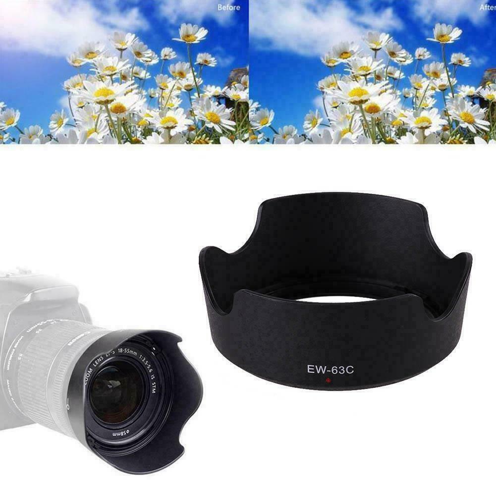 1PC Black ABS Lens Hood EW-63C EW63C For Canon EF-S lens hood camera STM le K5A4