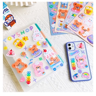 Sticker Trang Trí Ốp Lưng Điện Thoại Hình Gấu Hoạt Hình