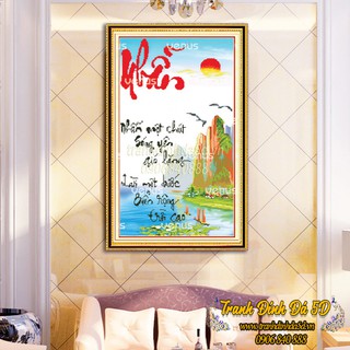 TRANH ĐÍNH ĐÁ CHỮ NHẪN 50x79CM