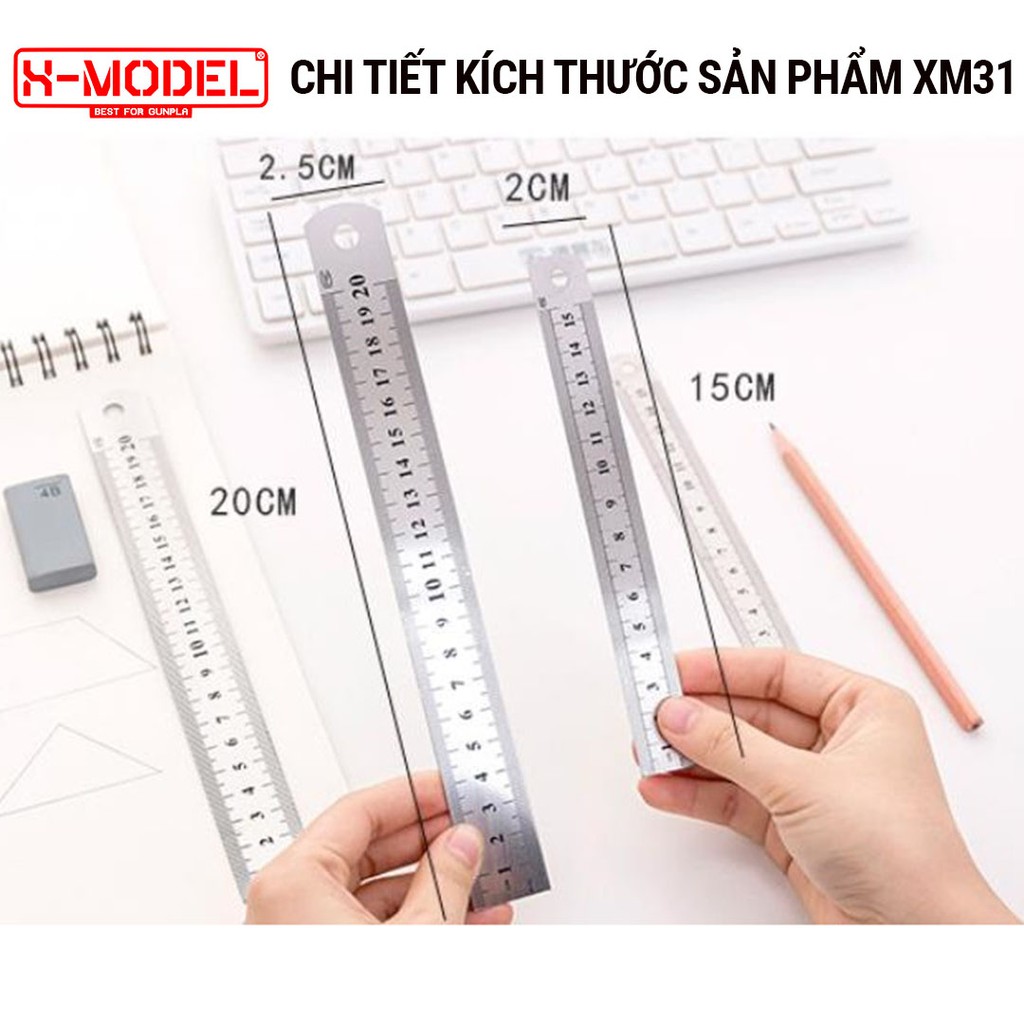 Thước lá thép không rỉ kim loại, độ chính xác cao, dụng cụ đo lường nhỏ gọn, tiện ích XMODEL XM31