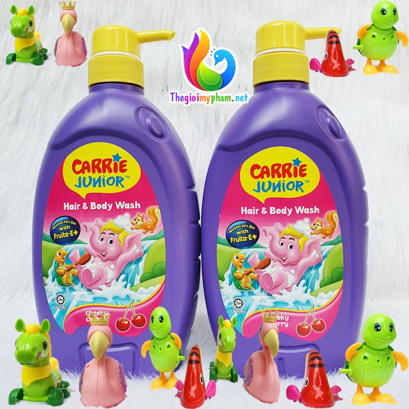 [Tặng Thú Chạy Cót] Combo 2 Sữa Tắm Gội Toàn Thân Em Bé Carrie Junior Hương Cherry 700g