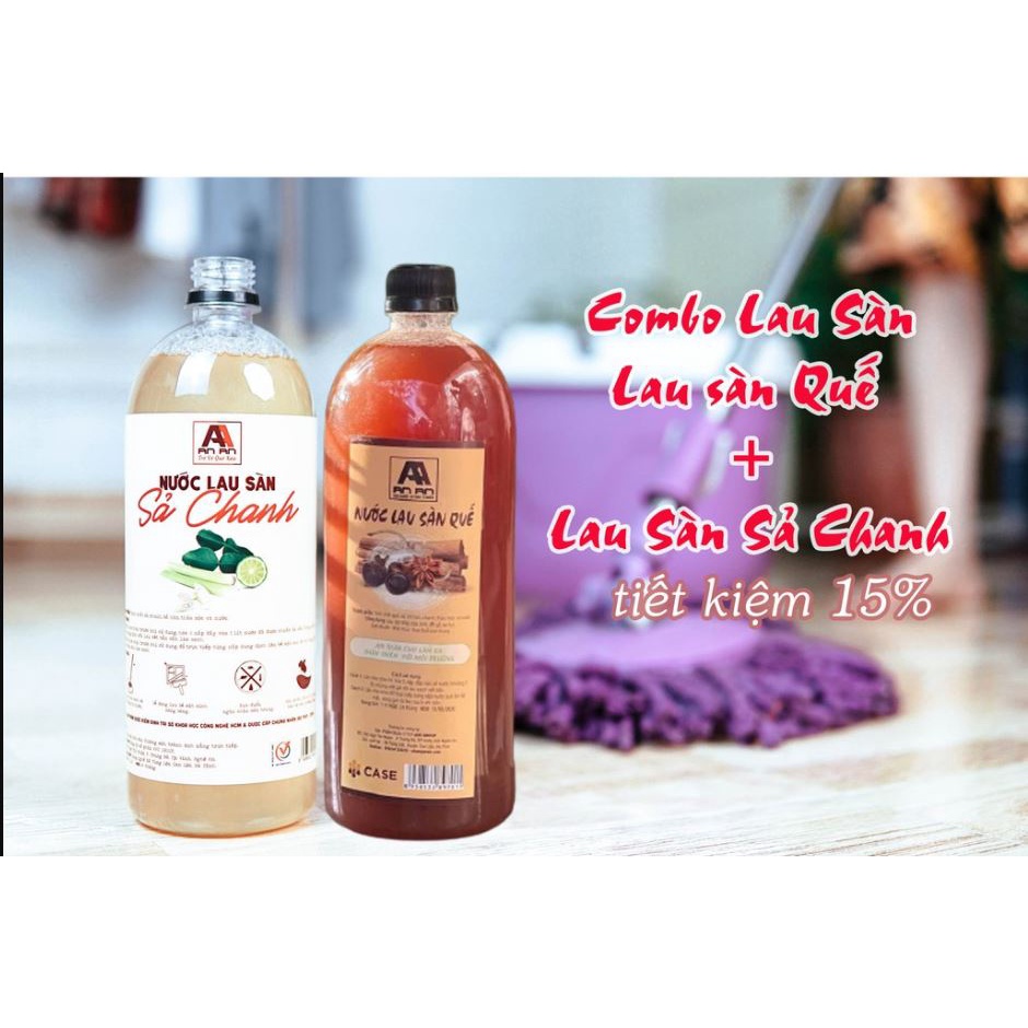 Combo 2 chai Nước Lau Sàn Sả Chanh Và Lau Sàn Quế 2 Lít An Toàn 100%| tác dụng xua đuổi Côn trùng |Cho Nhà Thơm Mát