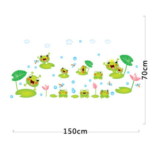 Decal trang trí tường Ao Hồ đàn Ếch Xanh