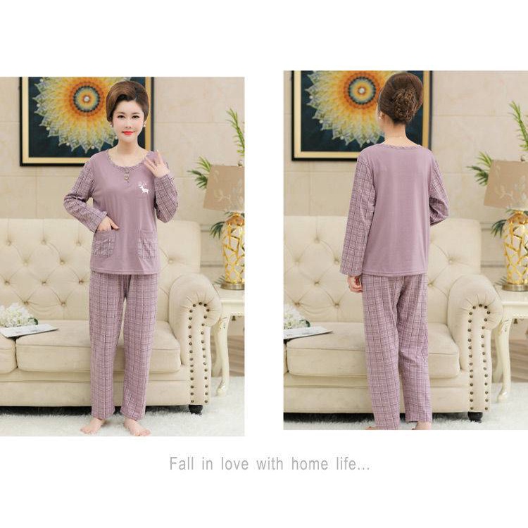 Bộ đồ ngủ tay dài cỡ lớn dành cho phụ nữ trung niên