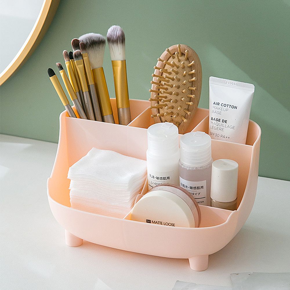 Hộp Đựng Bút/ Đồ Trang Điểm Để Bàn Bằng Nhựa 6 Ngăn Màu Sắc Đa Năng Tiện Dụng