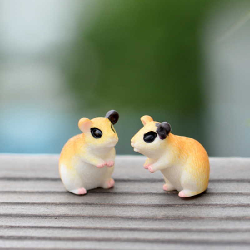 Set 2 tượng chuột hamster mini xinh xắn trang trí sân vườn